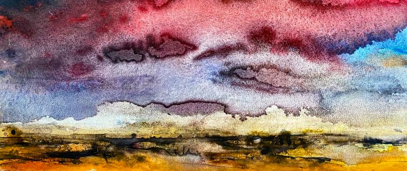 After Work: Aquarell-Wolken mit Gummi Arabikum