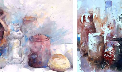 Lockere Stillleben in Aquarell