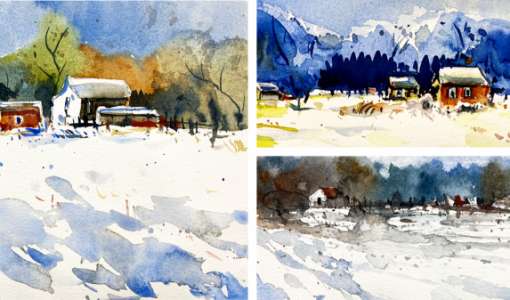 After Work: Ein Motiv - Mehrere Umsetzungen: Winterlandschaft in Aquarell