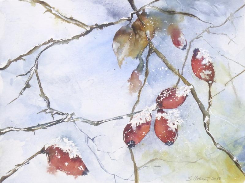 Winterwelt in Aquarell